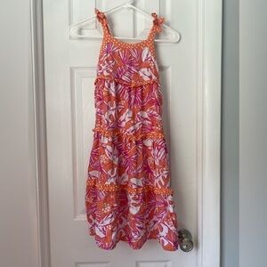 Girls orange and pink long sundress, small 6/6x​​​​